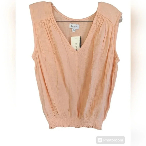 NWT Evereve Connor Smocked V Neck Top - Picture 5 of 8